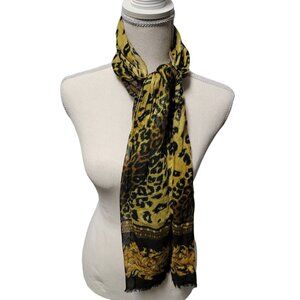 Vintage Animal Print Scarf Rayon and Metallic Symphony Scarfs Made in Italy